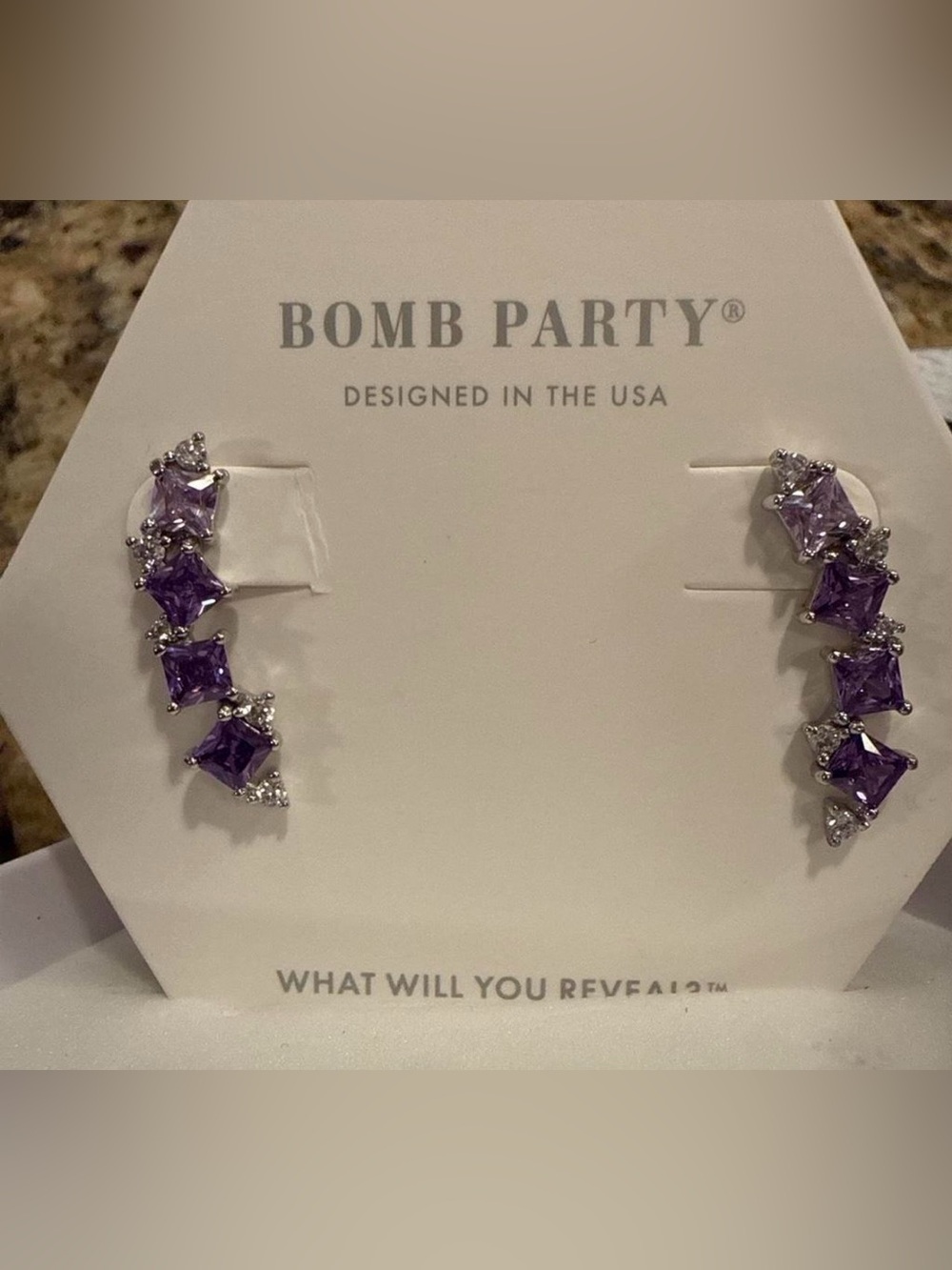 BP “The Sterling Club” Gradient Amethyst CZ Ear Climbers Earrings